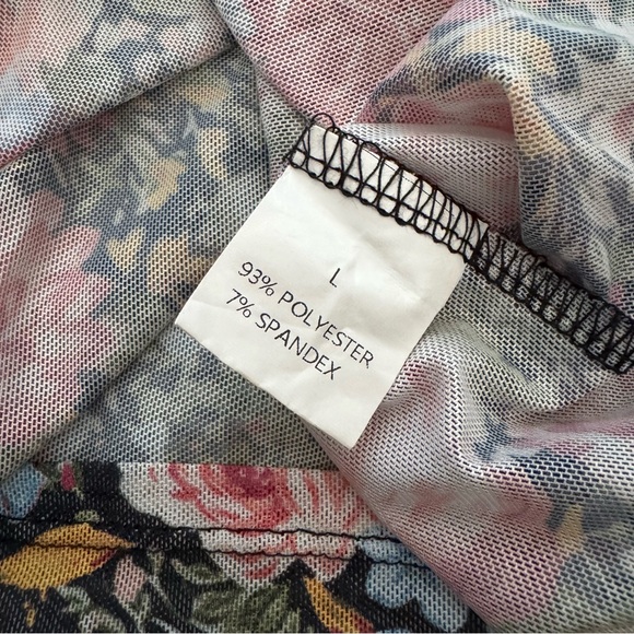 Floral Mesh Long Sleeve Women's Top - Picture 4 of 5